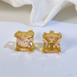 Large Pink and Gold Cubic Studs